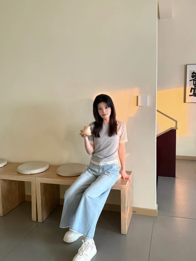 2025SS雅痞小个子水洗浅蓝垂感九分阔腿流浪裤牛仔裤休闲蓝色宽松