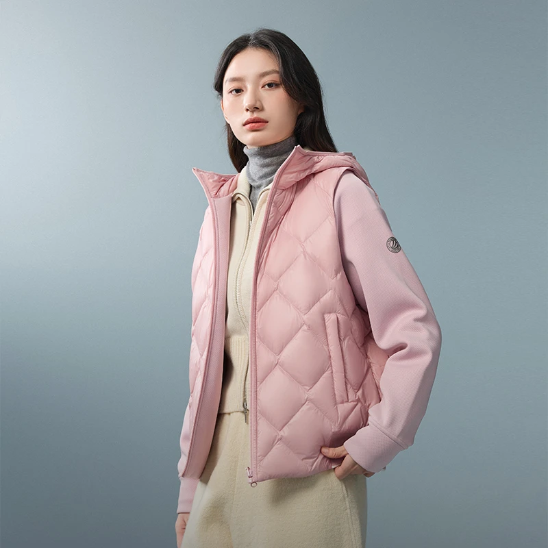 24年秋冬季连帽时尚保暖外套高端女款鹅绒短款羽绒服