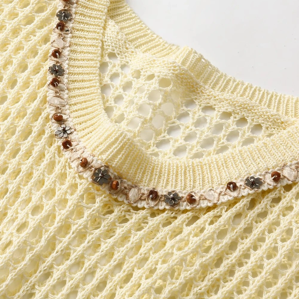 镂空短袖针织衫女装夏季薄款设计感小众别致独特宽松百搭罩衫上衣