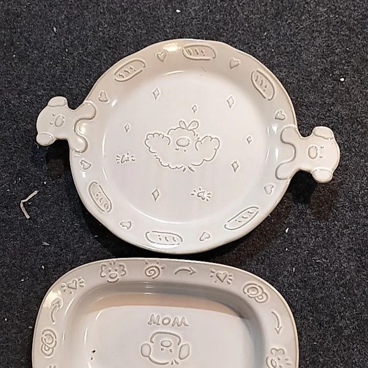 瓷片微瑕狗狗双耳+长盘