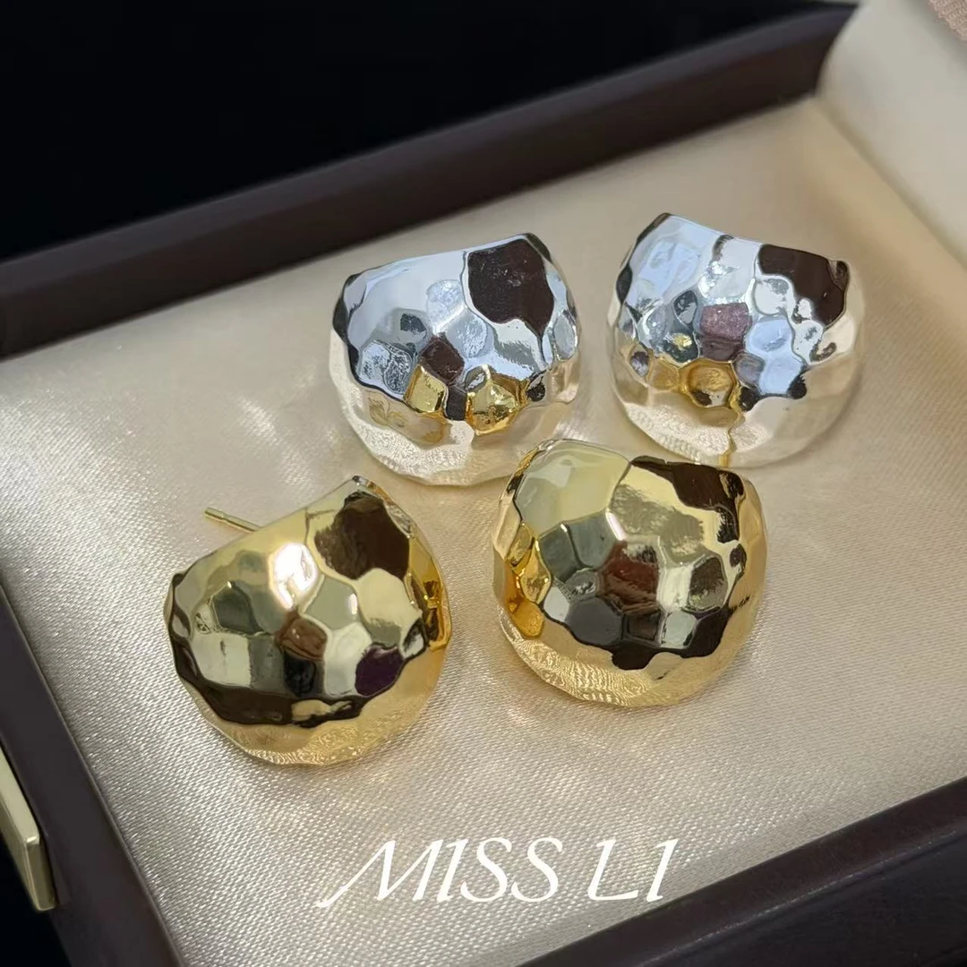 铜合金耳饰 ins金属百搭波光球球简约经典898