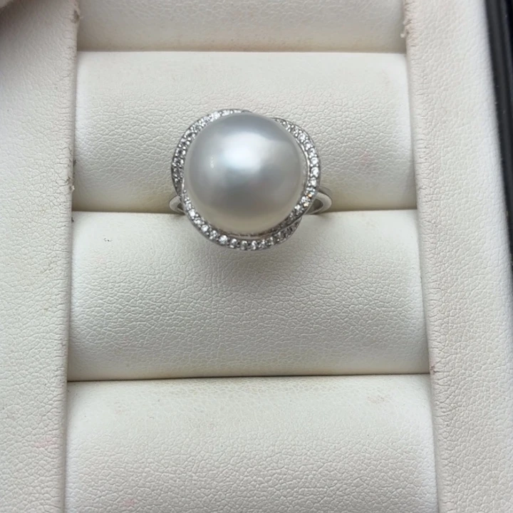 海水珍珠银S925镶嵌戒指
