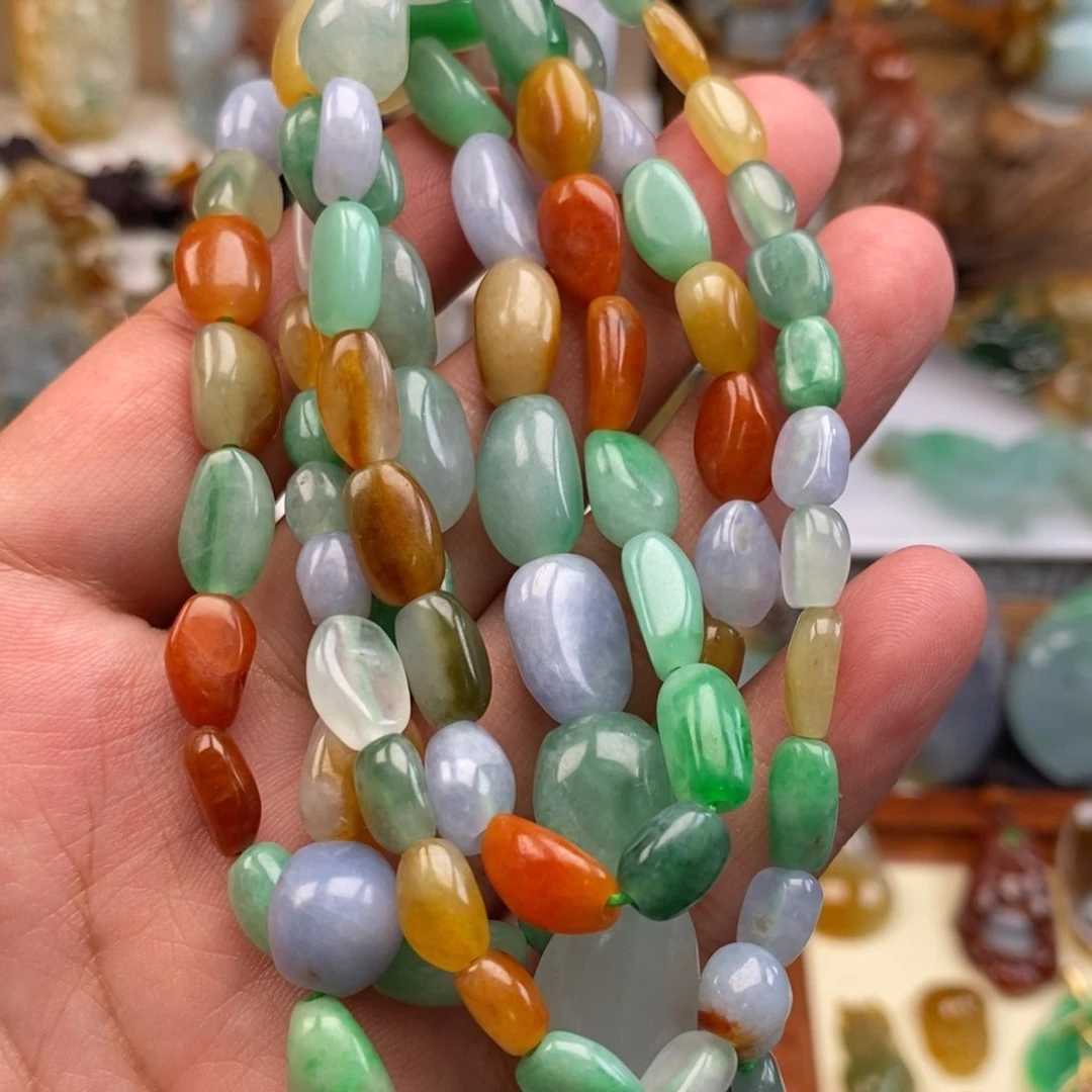 翡翠未镶嵌颈饰沅*缅甸天然翡翠多宝随形串