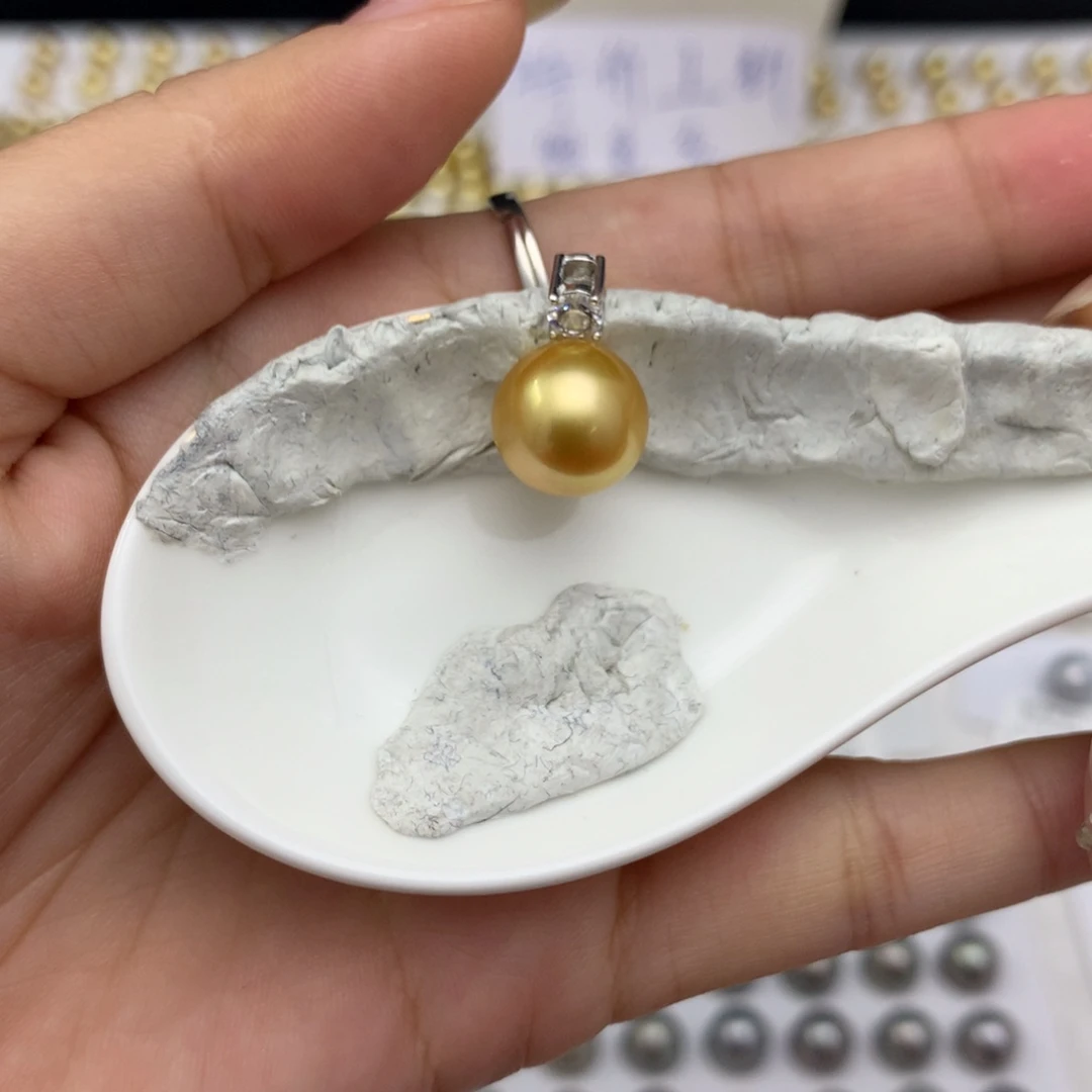 海水珍珠裸珠11-12mm正圆南洋金珠