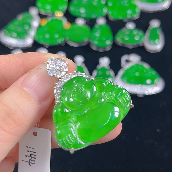 翡翠银S925镶嵌吊坠(不含链)