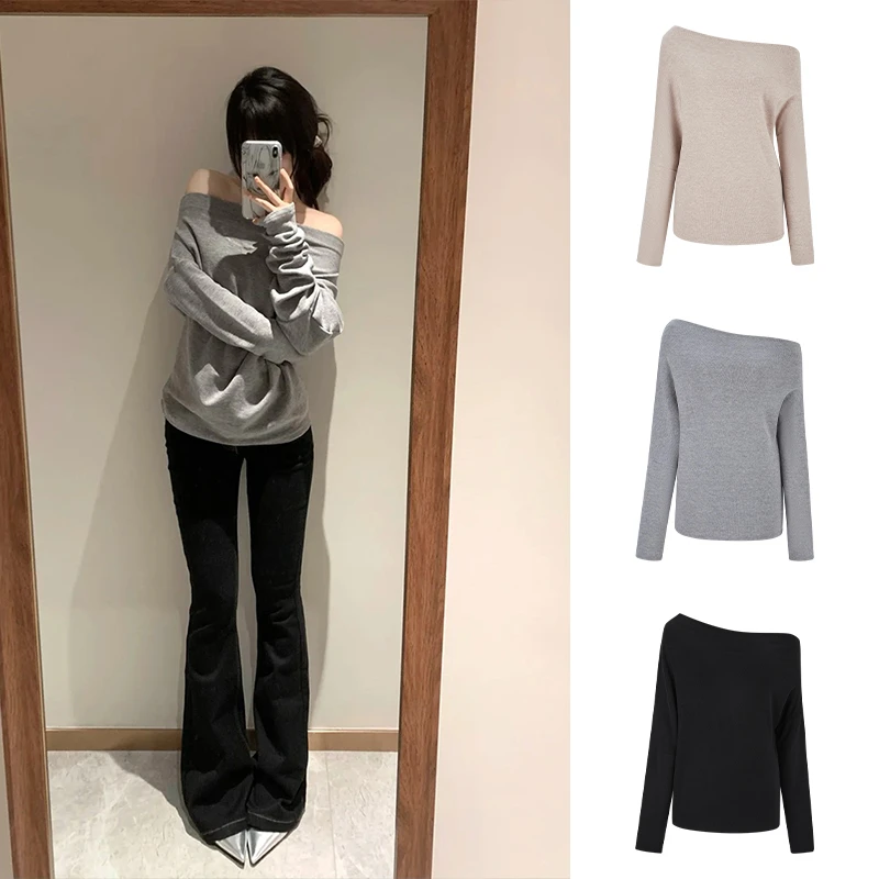Moses Queen/魔西女王韩系甜辣妹长袖T恤女修身显瘦灰色内搭上衣