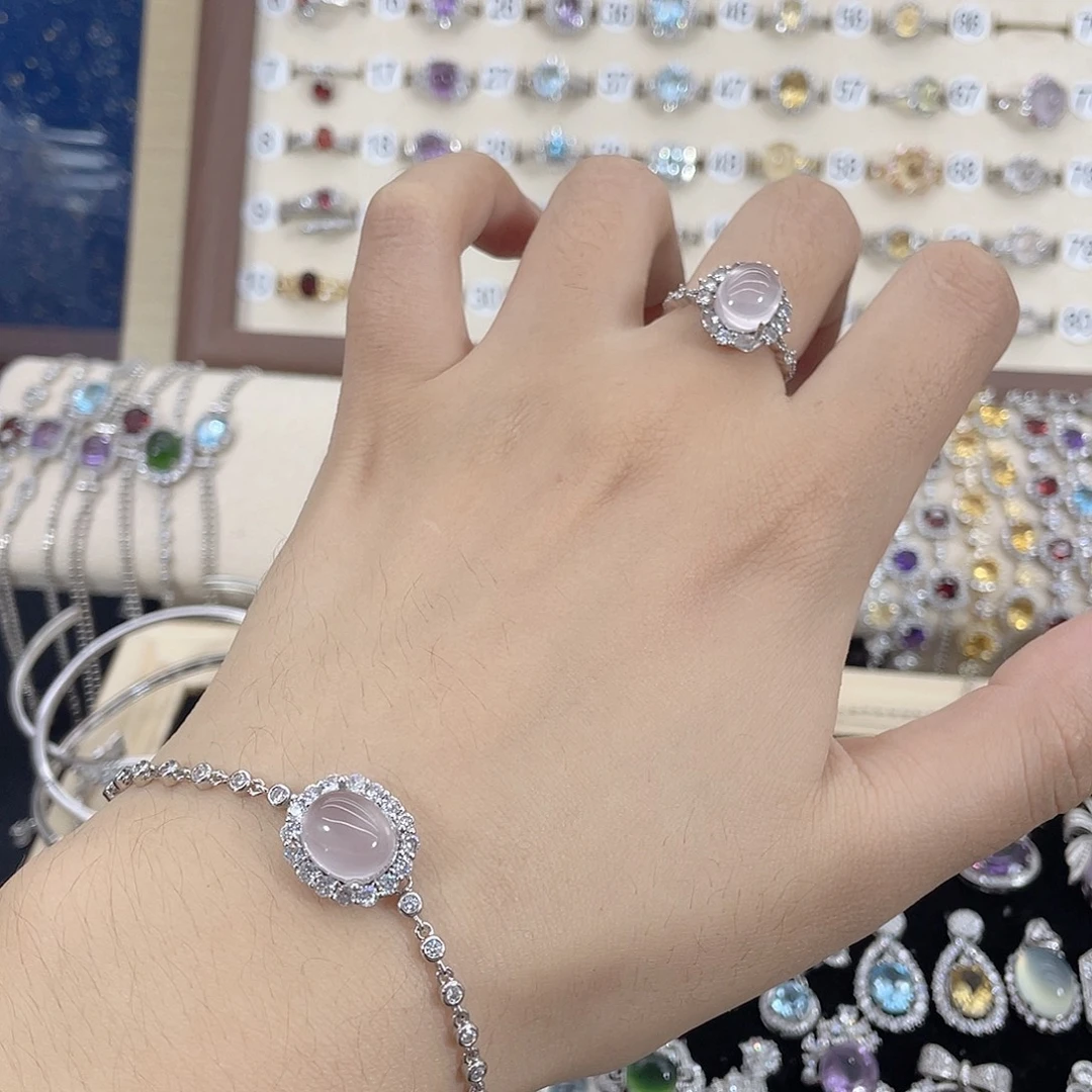 T***.芙蓉石银S925镶嵌手链