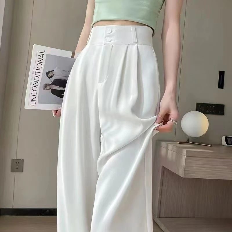 【高定版】夏季薄款2025白色爆款西装裤女高腰垂感通勤阔腿裤直筒裤