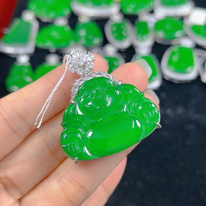 翡翠银S925镶嵌吊坠(不含链)