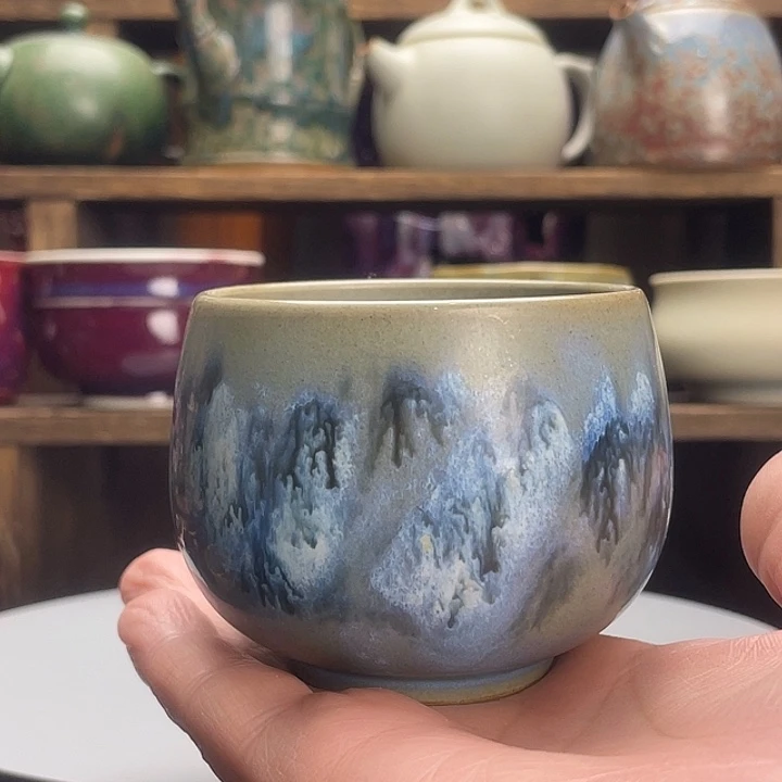 瓷壶钧瓷窑变山水杯
