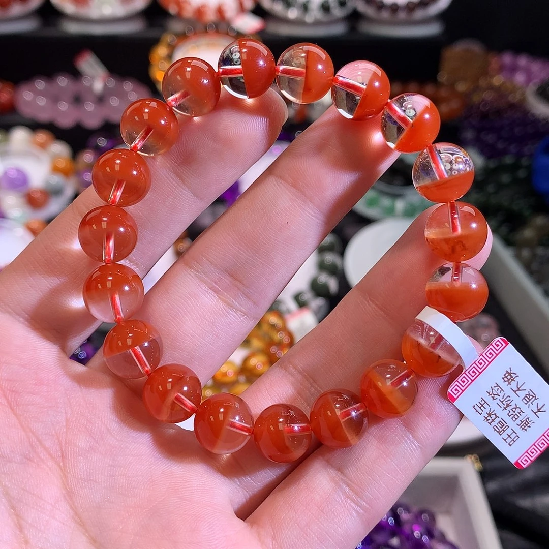 水晶手链未镶嵌红兔毛聚宝盆10.5+
