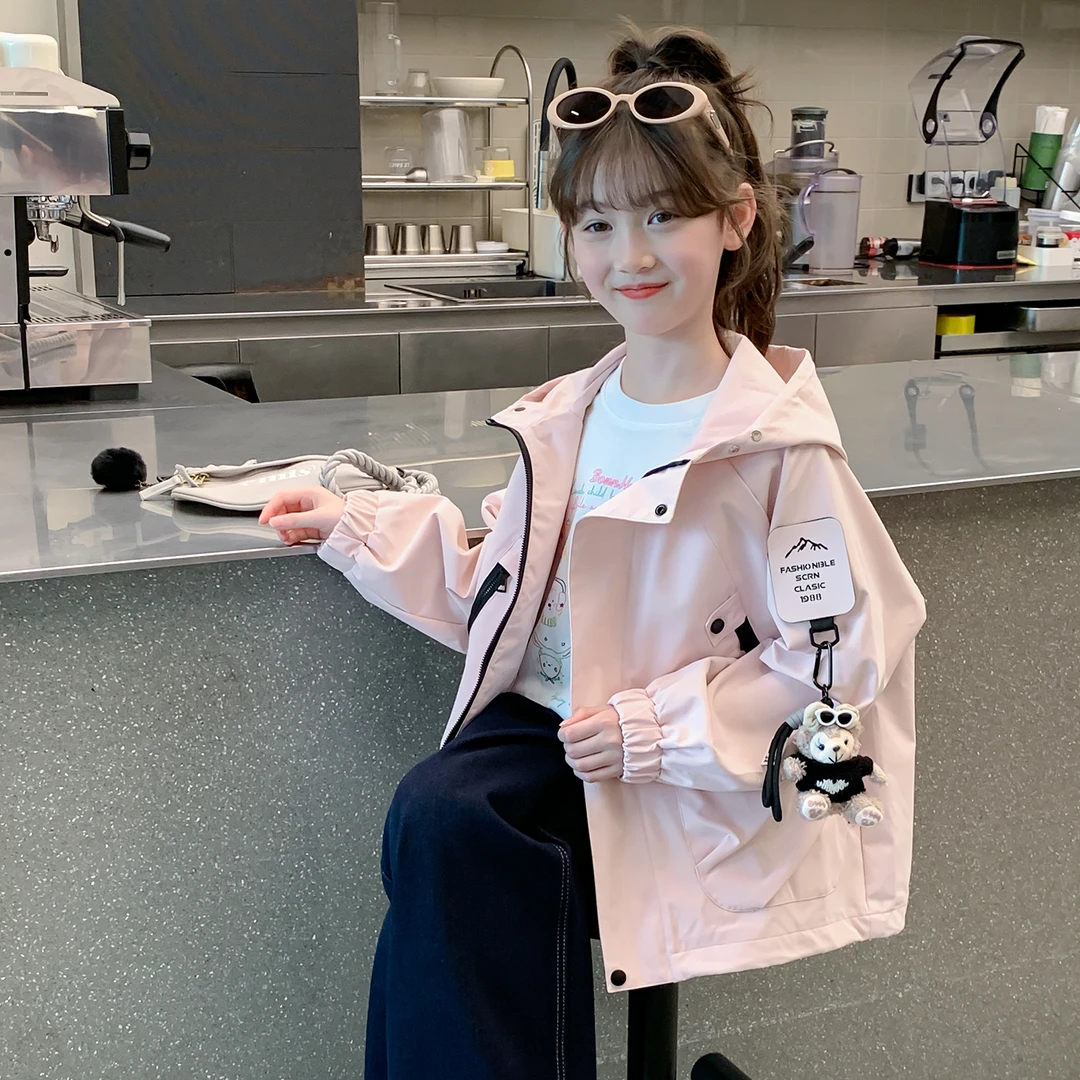 女童冲锋衣春秋2025新款洋气童装女孩户外防风韩版工装女童外套潮