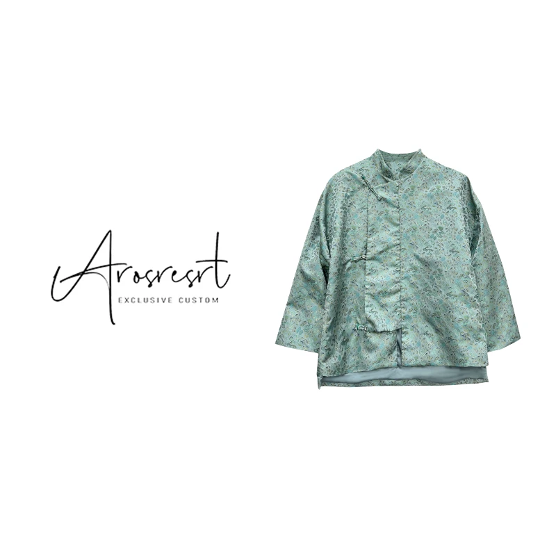 【宋锦·锦瑟】早秋新中式上衣复古斜襟宽松不规则衬衫外套D