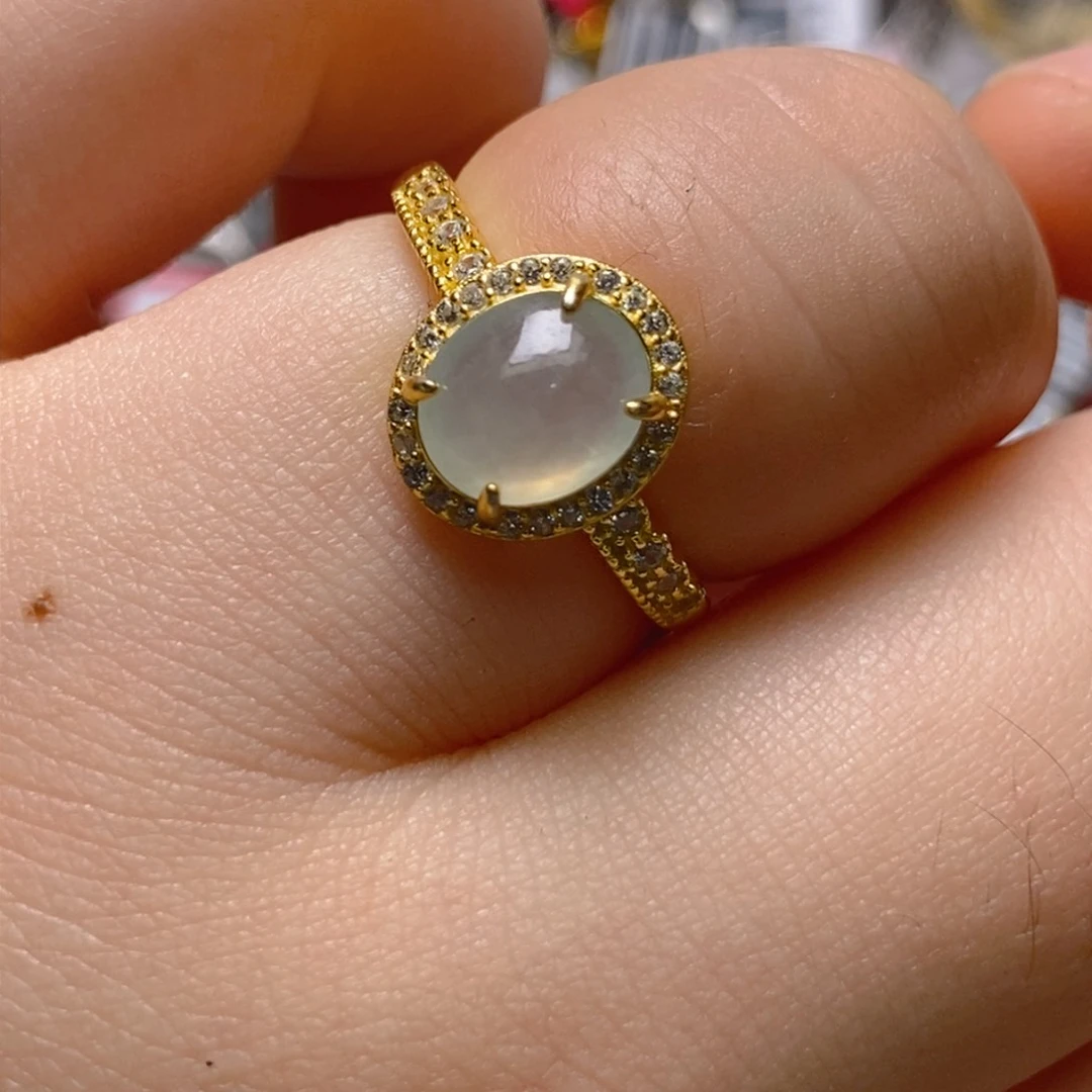 银S925镶嵌戒指翡翠百内无证书