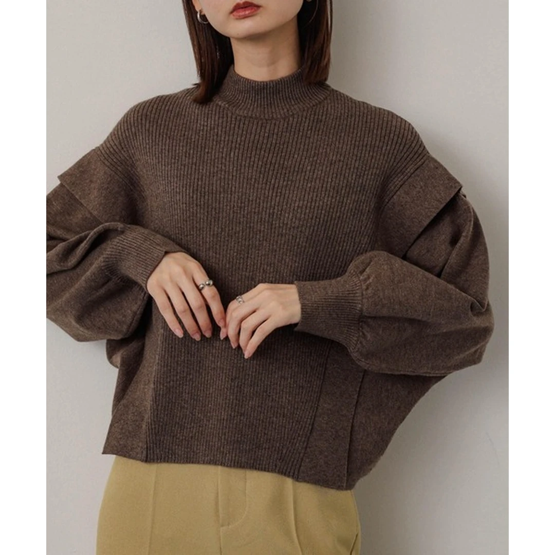 【MonTendre】秋冬新款 S 弹力舒适秋冬褶皱披肩袖宽松毛针织衫