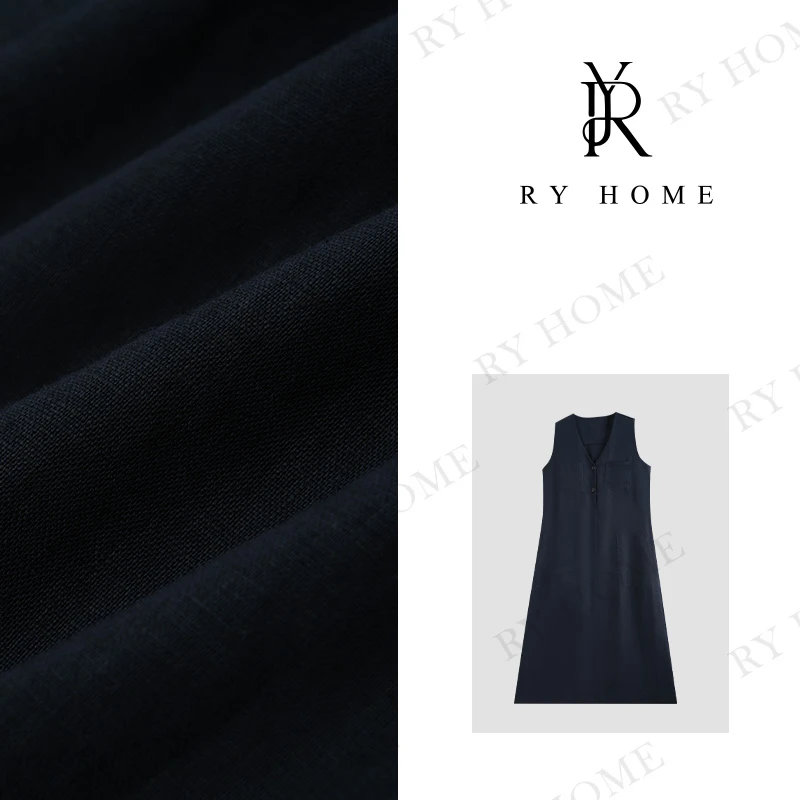 【容雨RYHOME】“若素”100%亚麻＋夏季新款V领背心裙24L1307