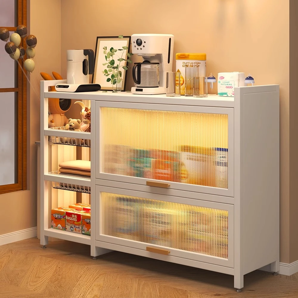 婴儿喂养台防尘落地收纳储物柜宝宝玩具奶粉整理柜子带篮子置物架