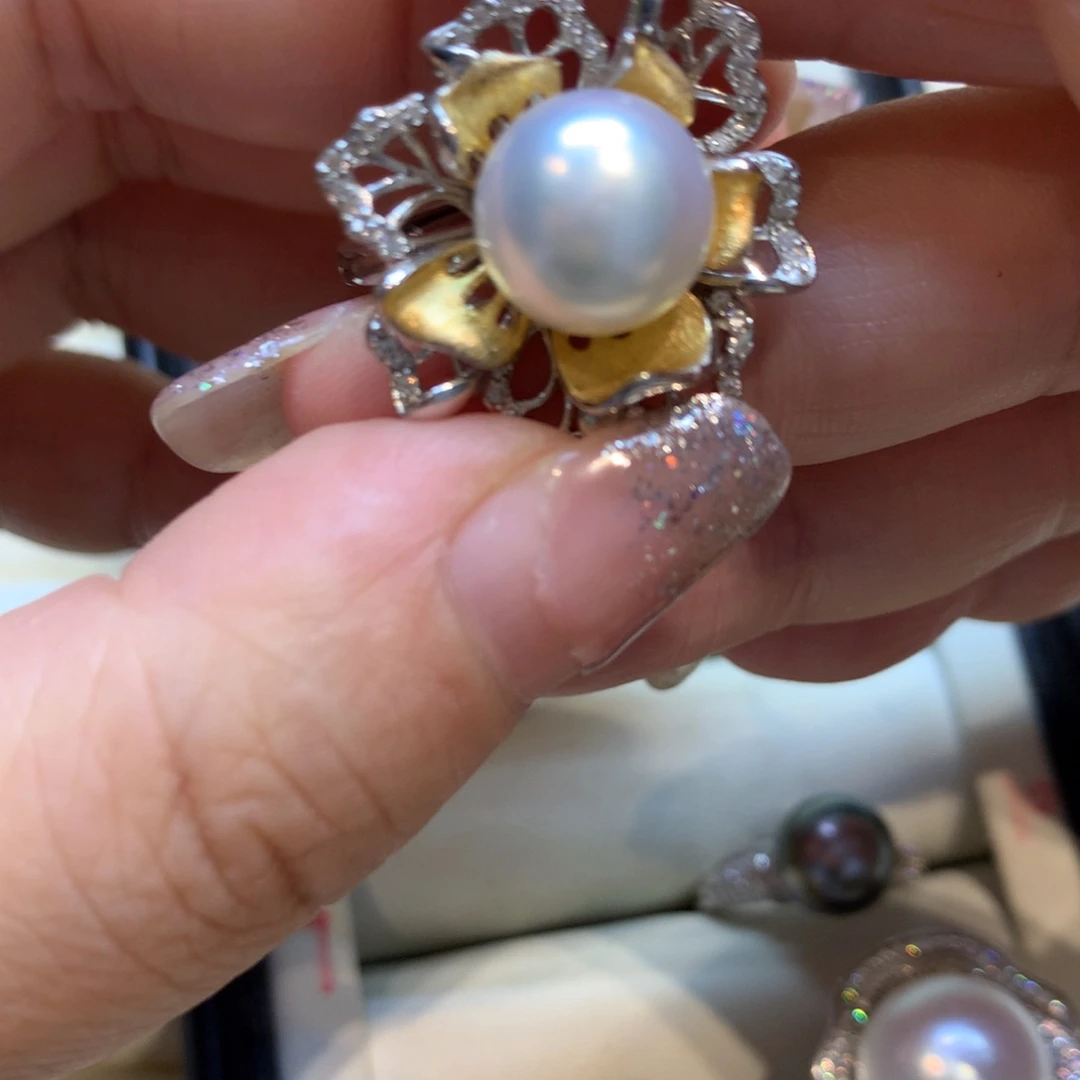 海水珍珠戒指银S925镶嵌