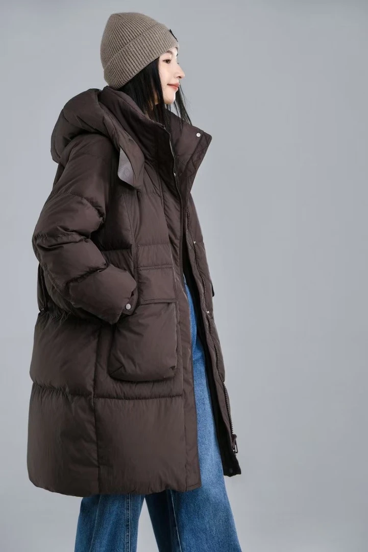 韩尤简同款百搭修身冬季90白鸭绒外套