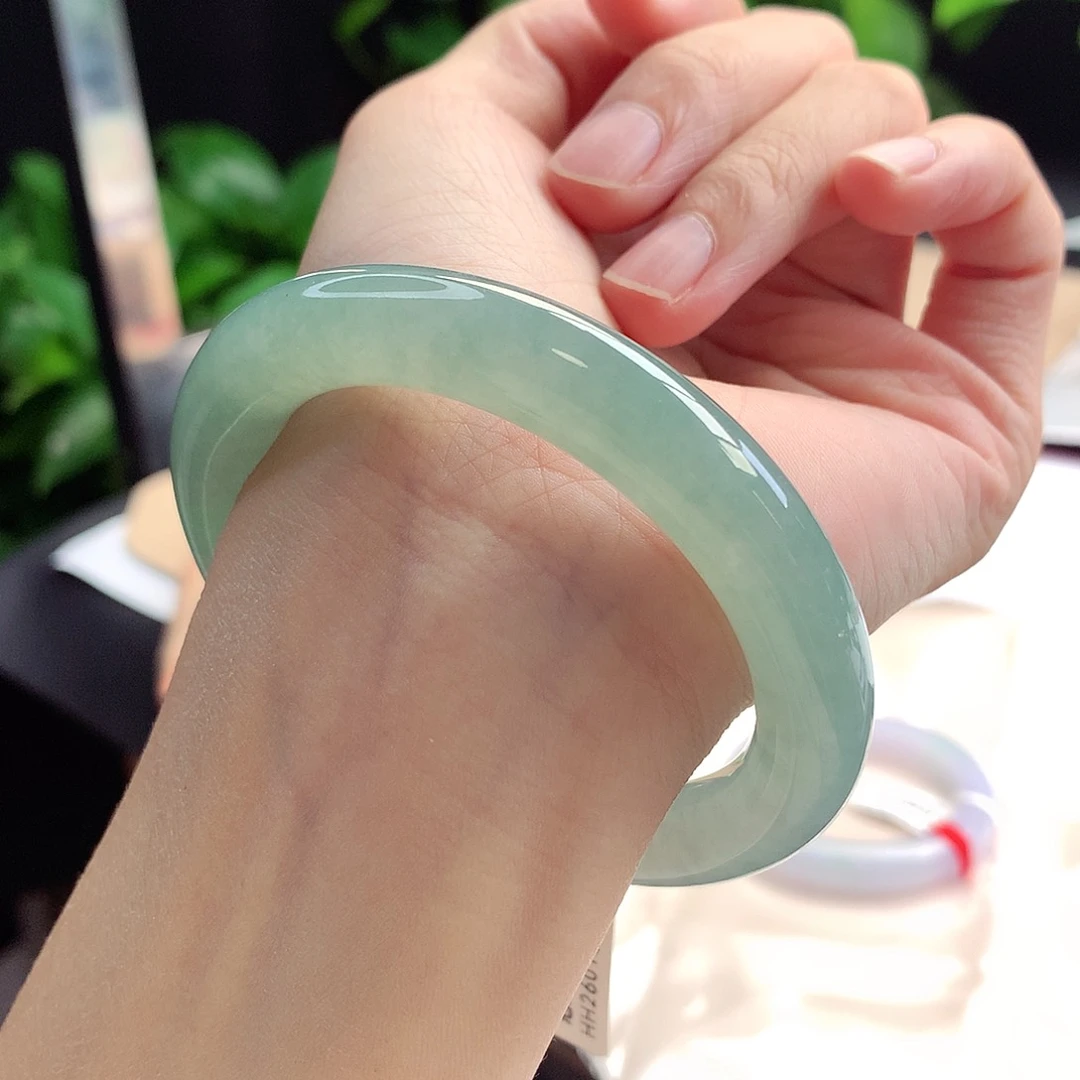 未镶嵌手镯翡翠54-55圈口冰湖绿显白显气质9号