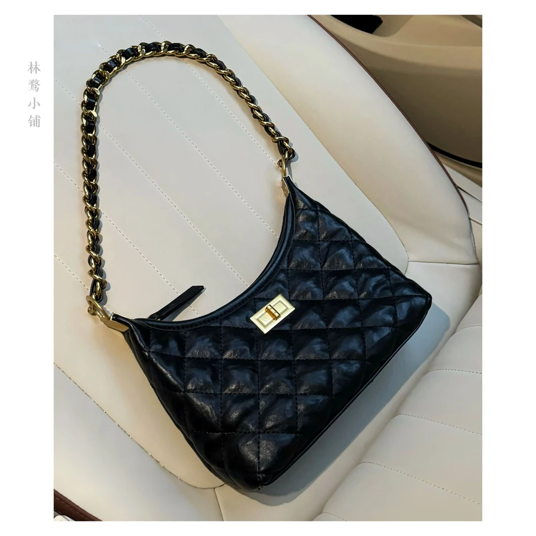 设计师款2025秋冬新款女士包包菱格链条包百搭通勤轻奢单肩包腋下