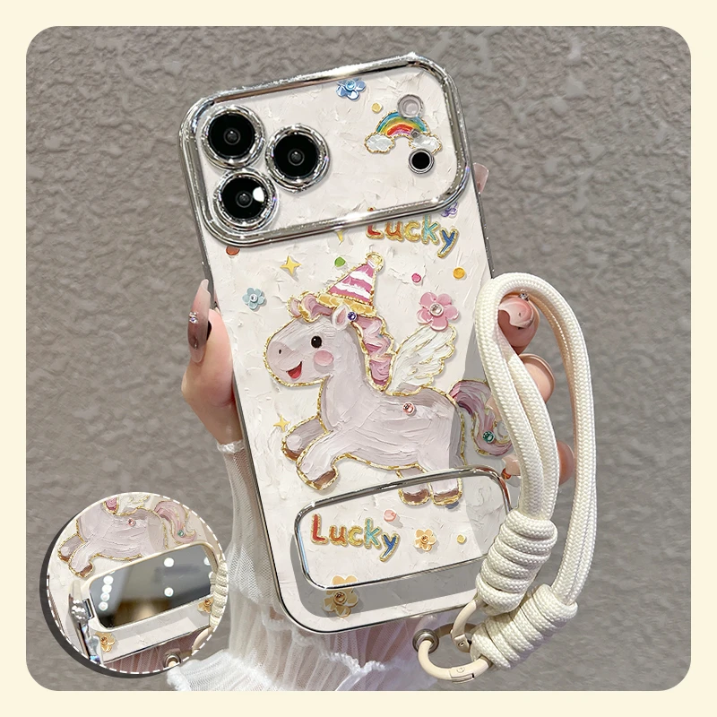 【苹果/华为/oppo/vivo/小米】适用粉色小飞马大视窗手机壳防摔女款