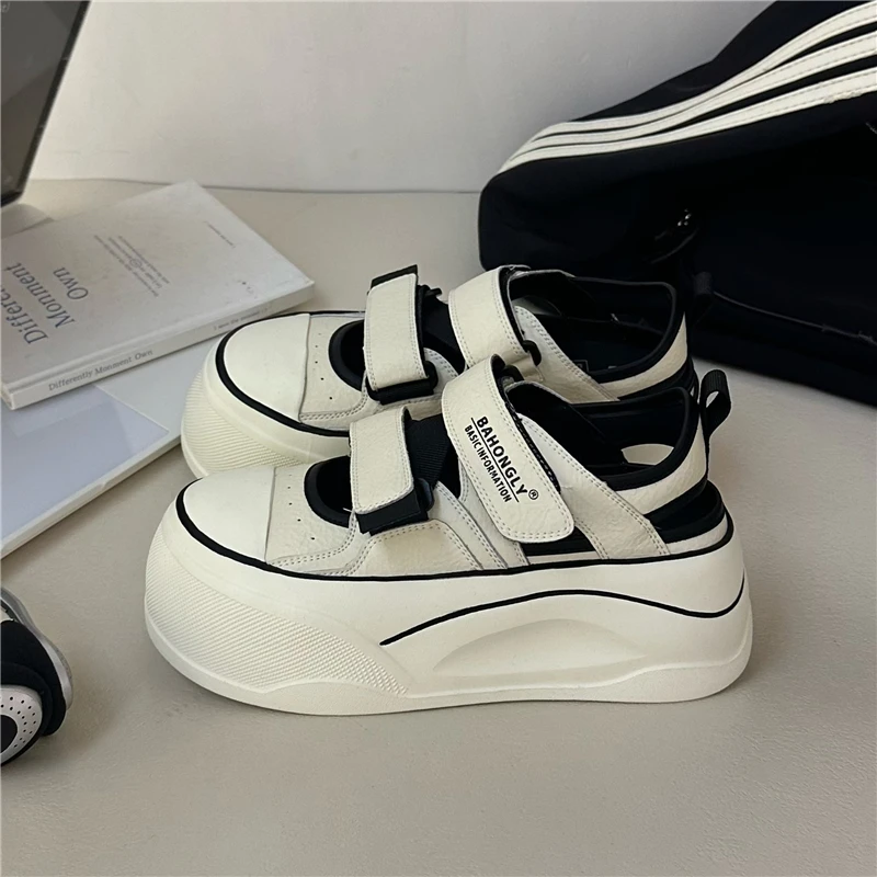 栢香妮BAHONGLY镂空老爹鞋女2025夏厚底轻便透气增高运动包头凉鞋