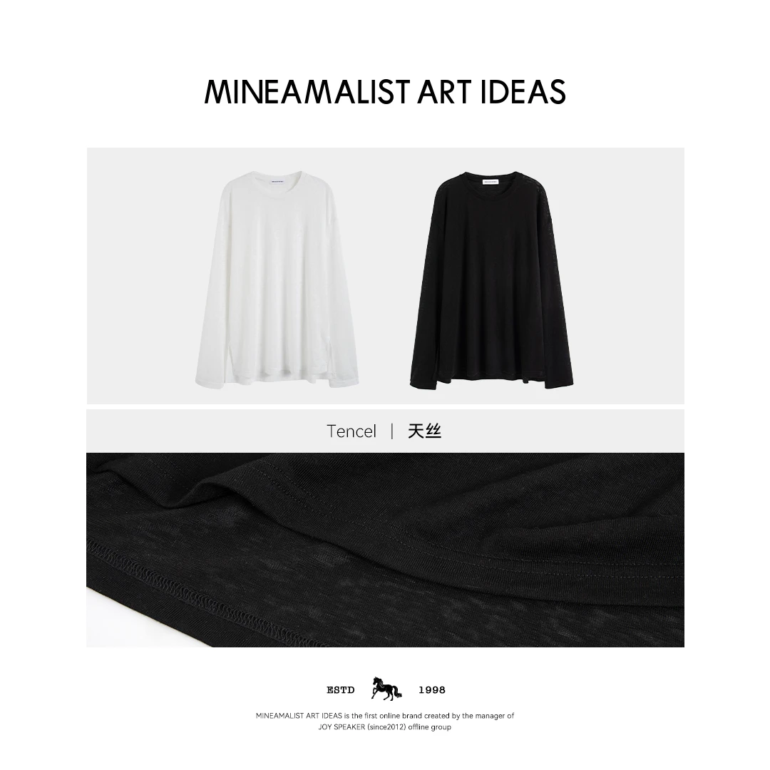 MINEAMALIST ART IDEAS圆领宽松廓形微透天丝长袖T恤3990M
