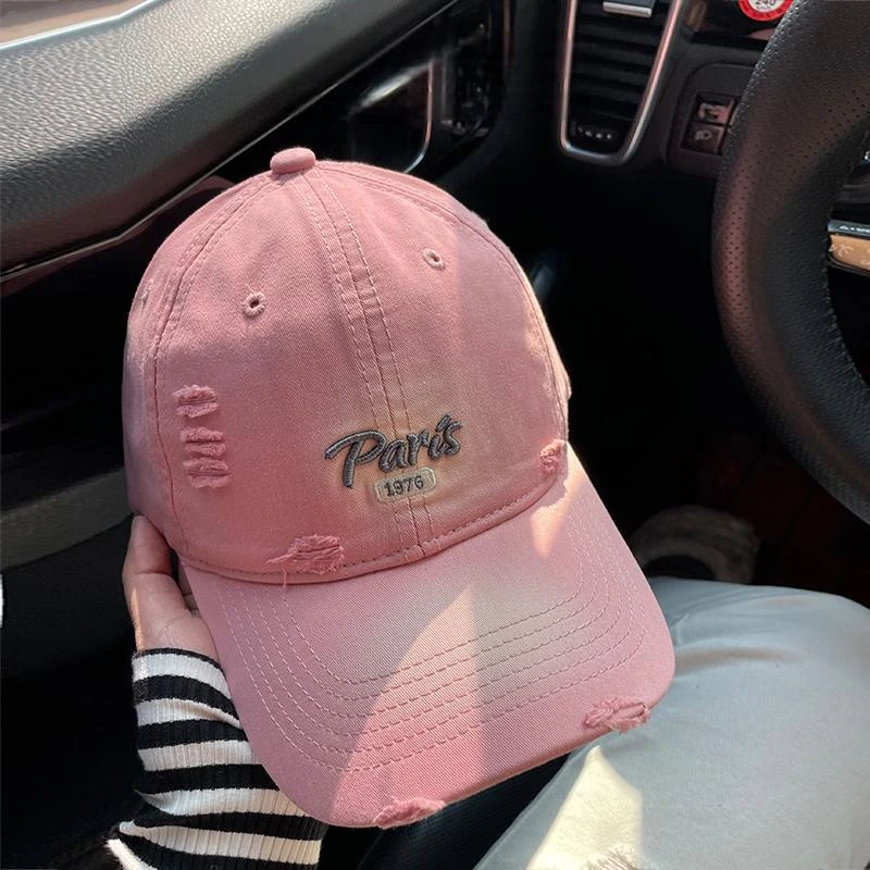 【做旧破洞】2025百搭棒球帽春季男加大显脸小美式破洞女字母鸭舌帽