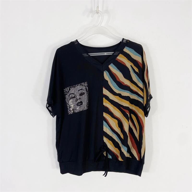【77衣橱】KD8069精品女装上衣短袖T恤气质轻奢【红人上新】