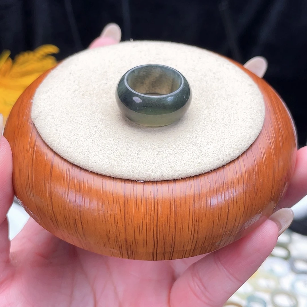 和田玉戒指未镶嵌A93青花点墨胖墩墩16.1不退换