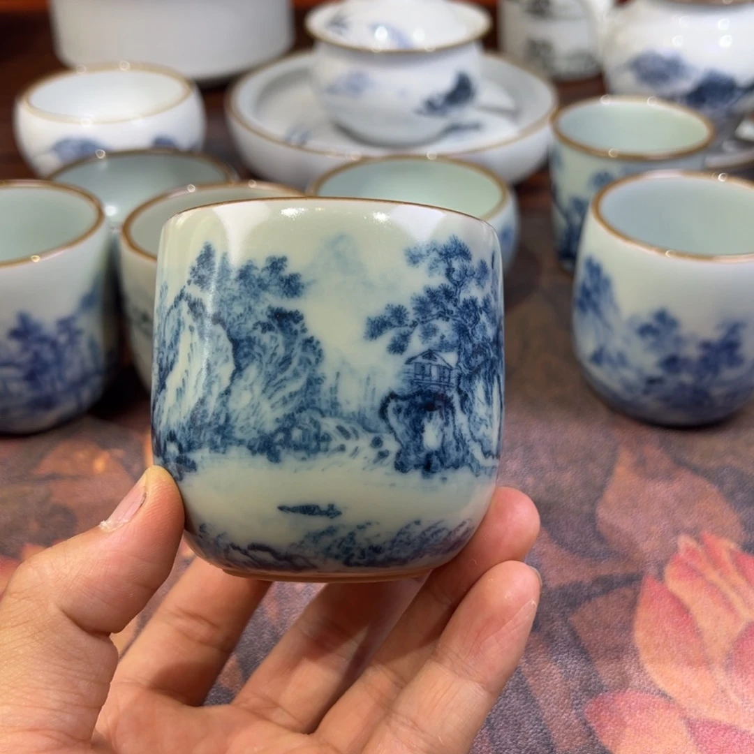 冰***芦粉青色和珅杯不开片