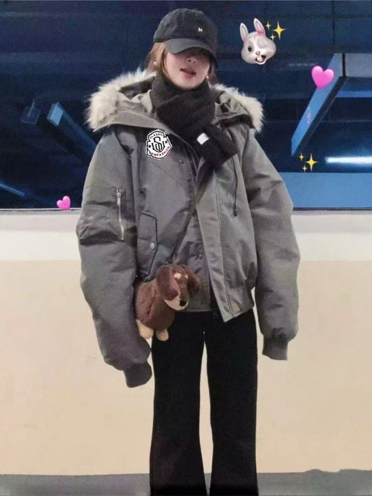 情侣气质棉服女2025冬季新款加厚学院风小个子棉袄美式复古派克服