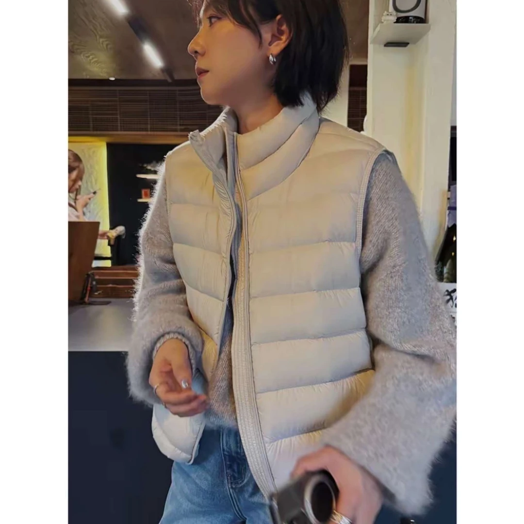FAVMARTHA立领排骨羽绒马甲女短款2025秋冬新款巨好看小个子白鸭