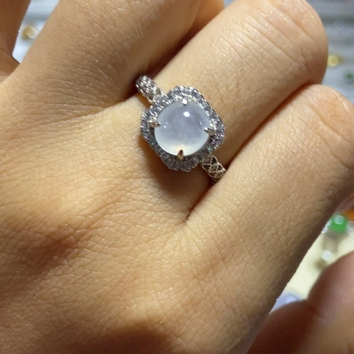 翡翠戒指银S925镶嵌戒指