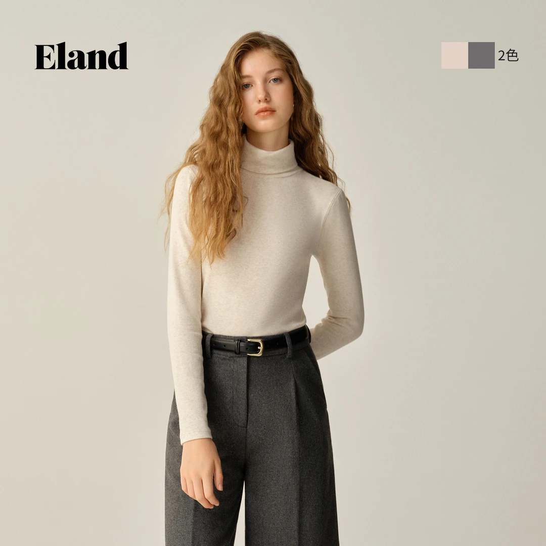 【莱赛尔】Eland衣恋T恤女时尚高领修身显瘦打底衫EELAF4TE01