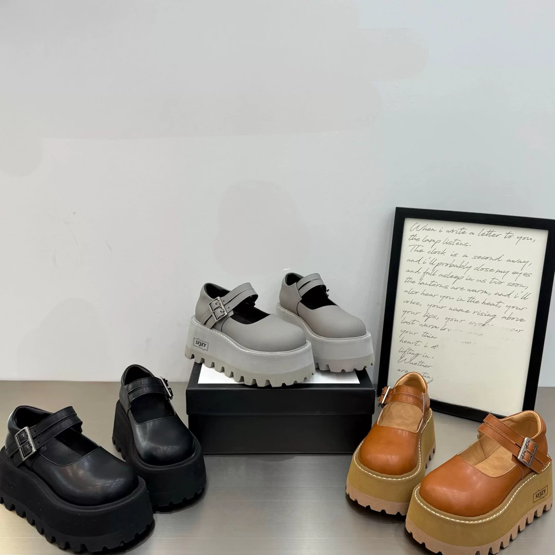 真皮小众设计女鞋2025春季新款复古厚底学院风小皮鞋
