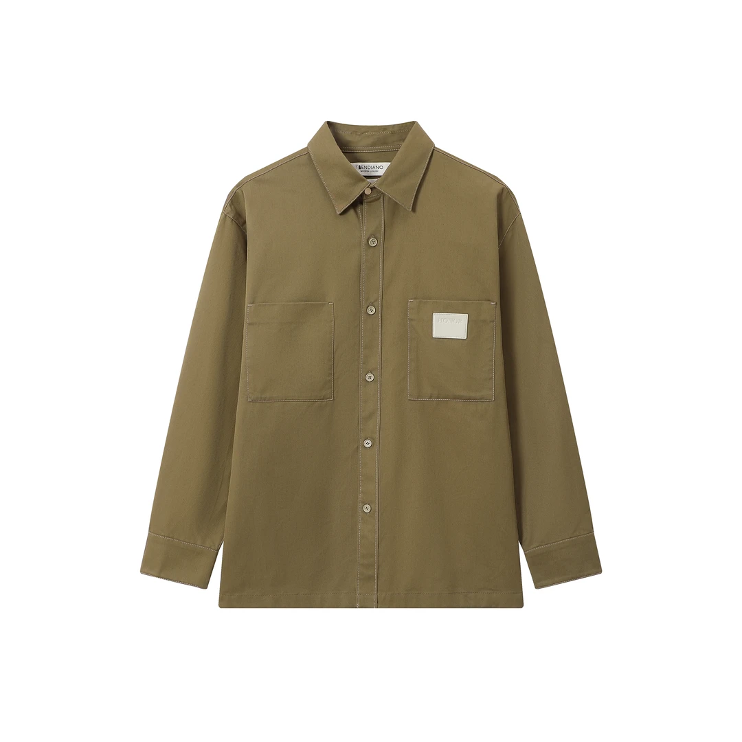 【TR】130-3015130衬衫 春季经典明线贴袋上衣 男女同款