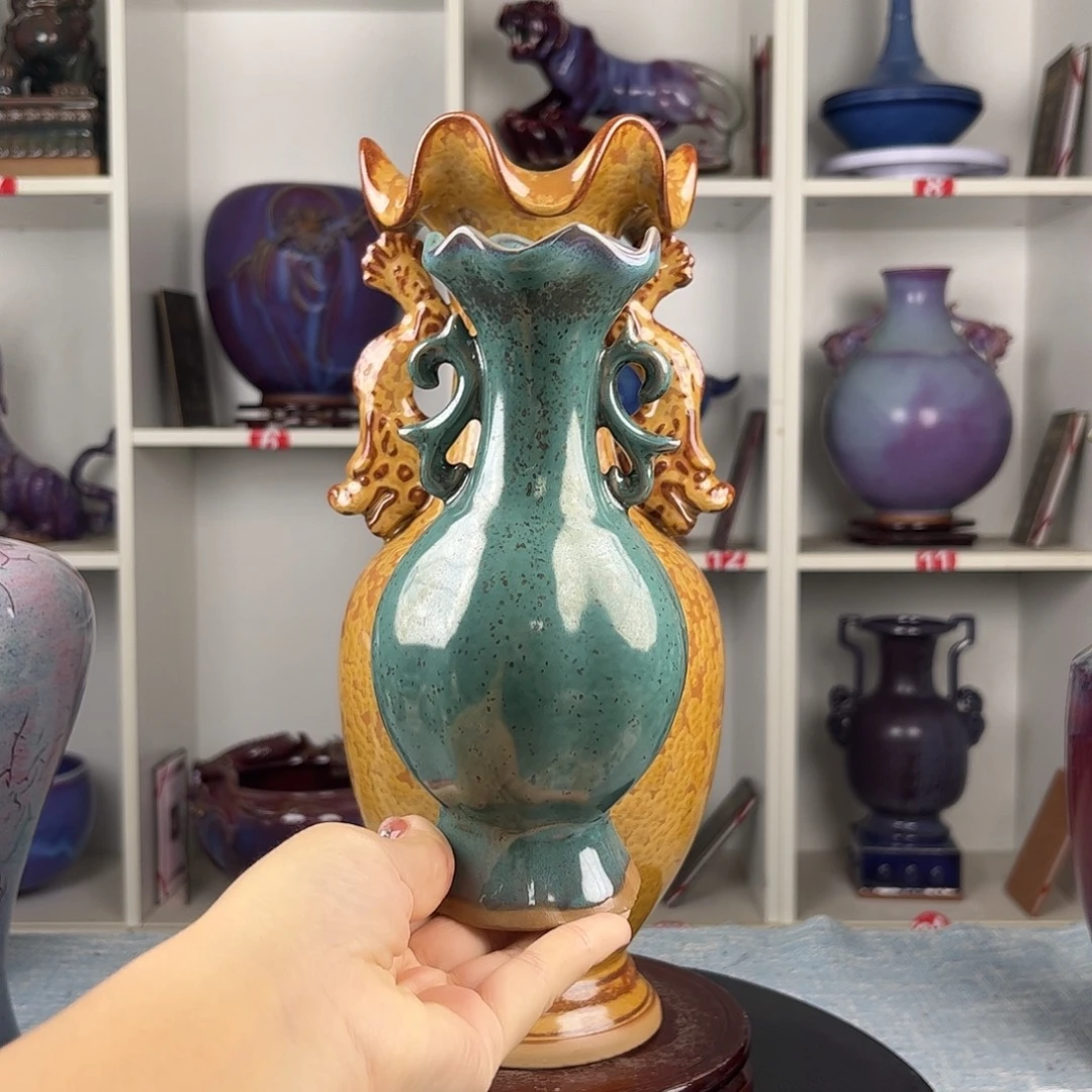 瓷片花器摆件荷口瓶