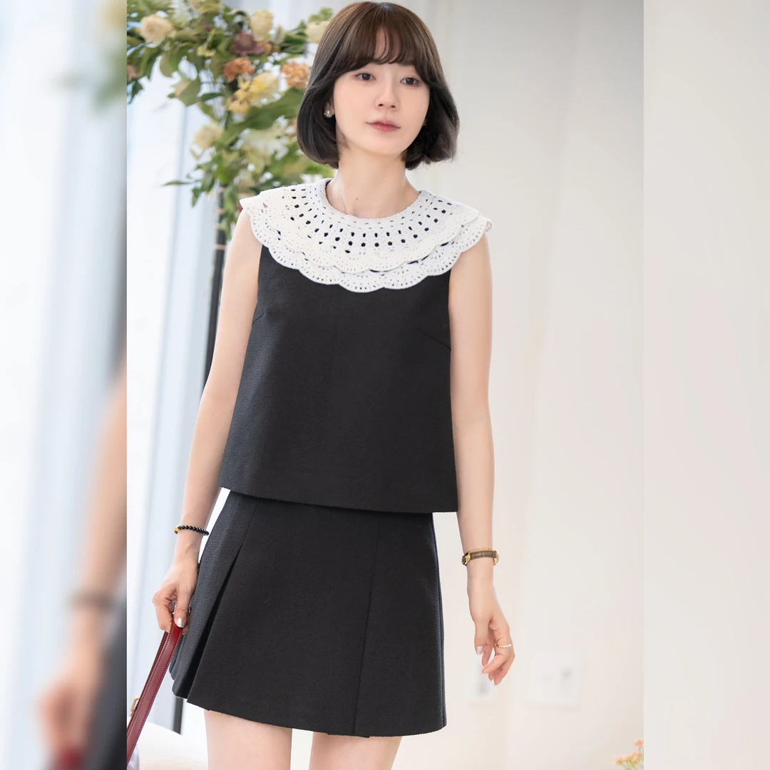 【现货】【巴黎回廊】FS504S131荷叶领上衣+半裙套装