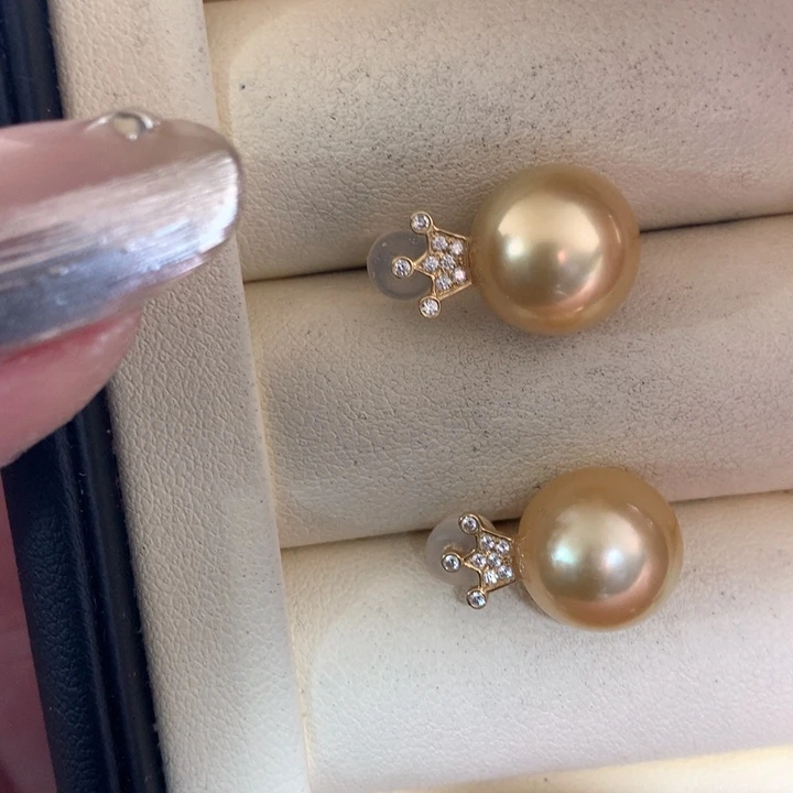 18K金镶嵌耳饰海水珍珠