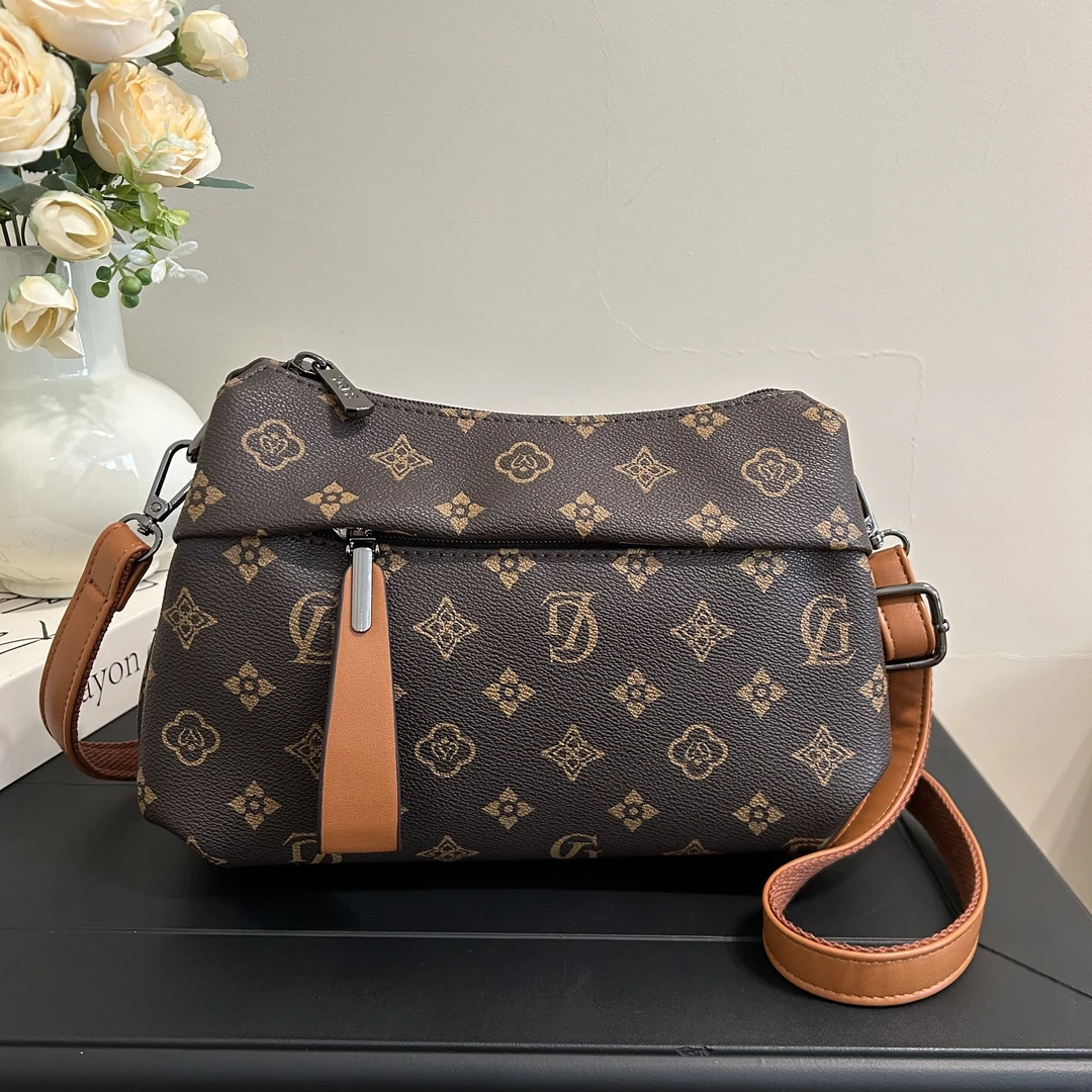 时尚印花女包2025新款 百搭大容量多隔层软皮包 单肩斜挎包