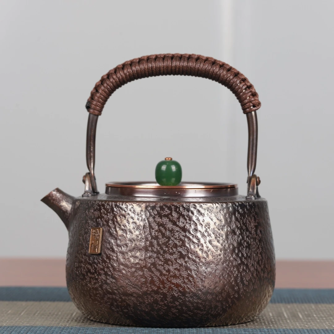 600cc家用手工一张板锻打纯紫铜茶道煮茶煮水泡茶壶高端户外养生