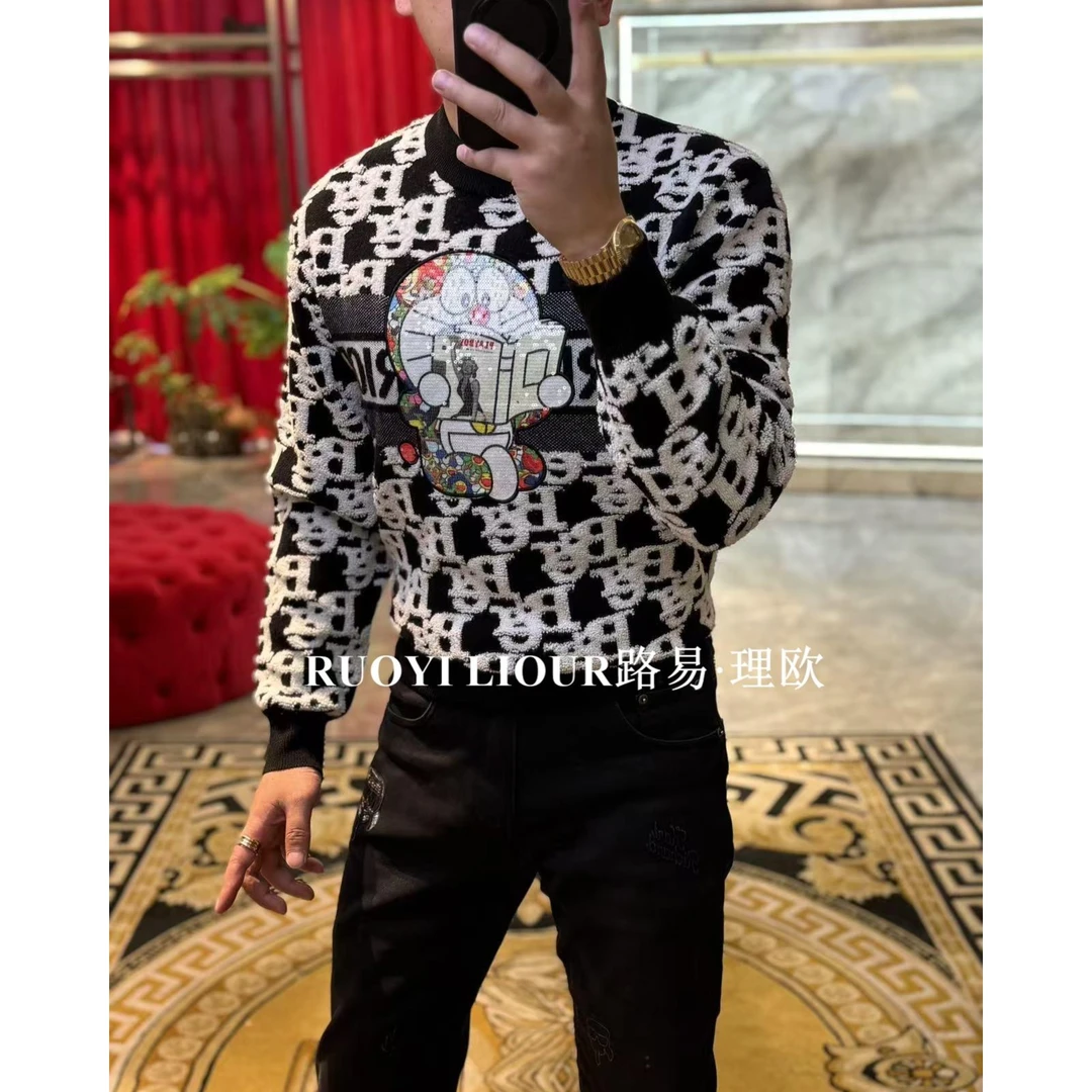【路易理欧】潮流男欧货时尚简约休闲七彩叮当猫秋冬毛衣202426