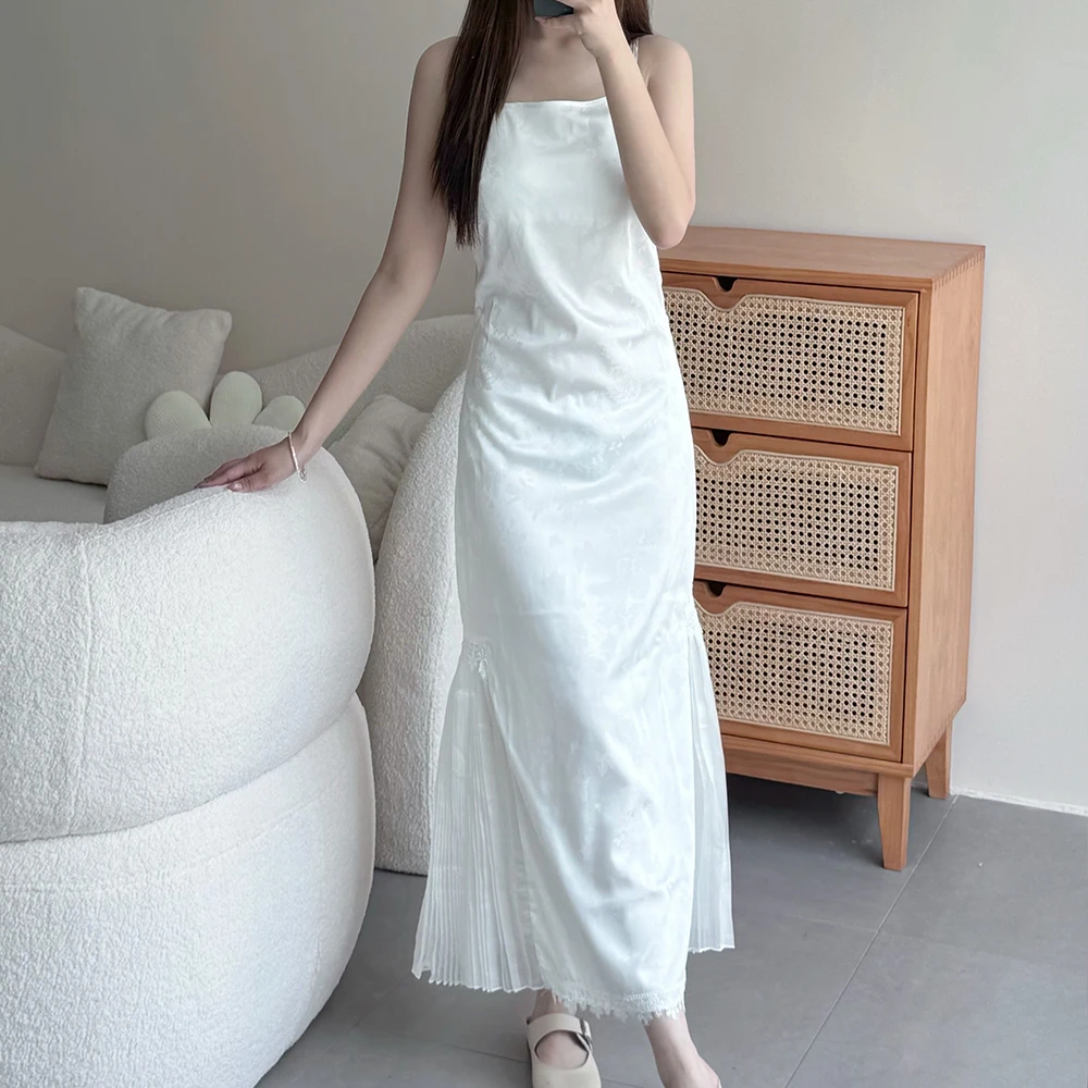 半枫荷【鱼尾衬裙】旗袍内搭白提花面料带胸垫亲肤材质百搭修身衬裙