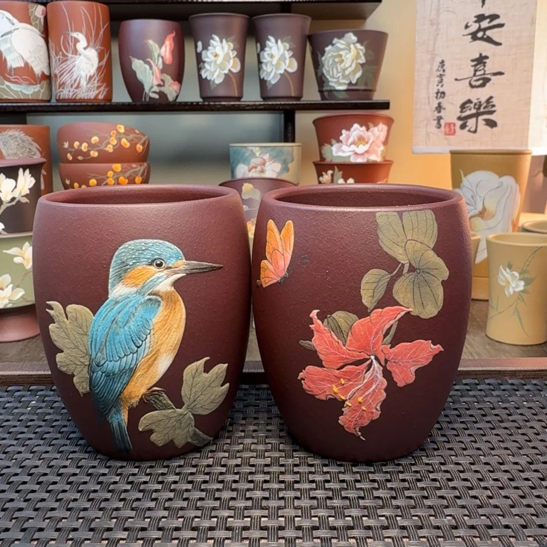 茶杯紫砂迷*泥绘紫砂杯