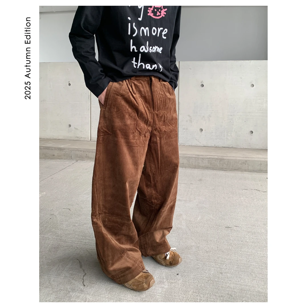 阿d服饰 灯芯绒质 百搭弯刀型加厚男士直筒休闲裤