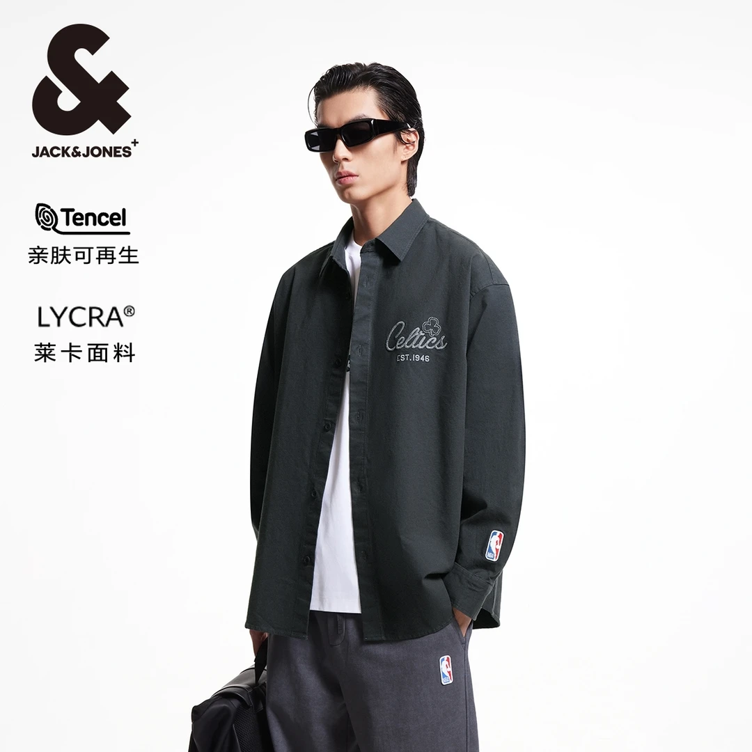 【商场同款】杰克琼斯夏季运动NBA联名舒适简约合体衬衫外套男装