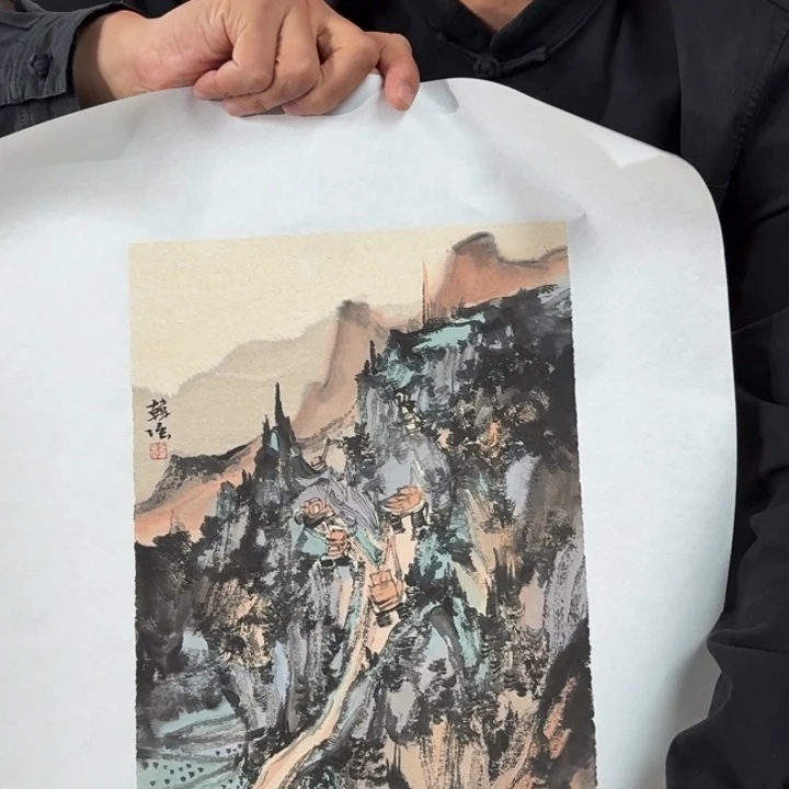 书法16.韩强原拖原裱山水小精品