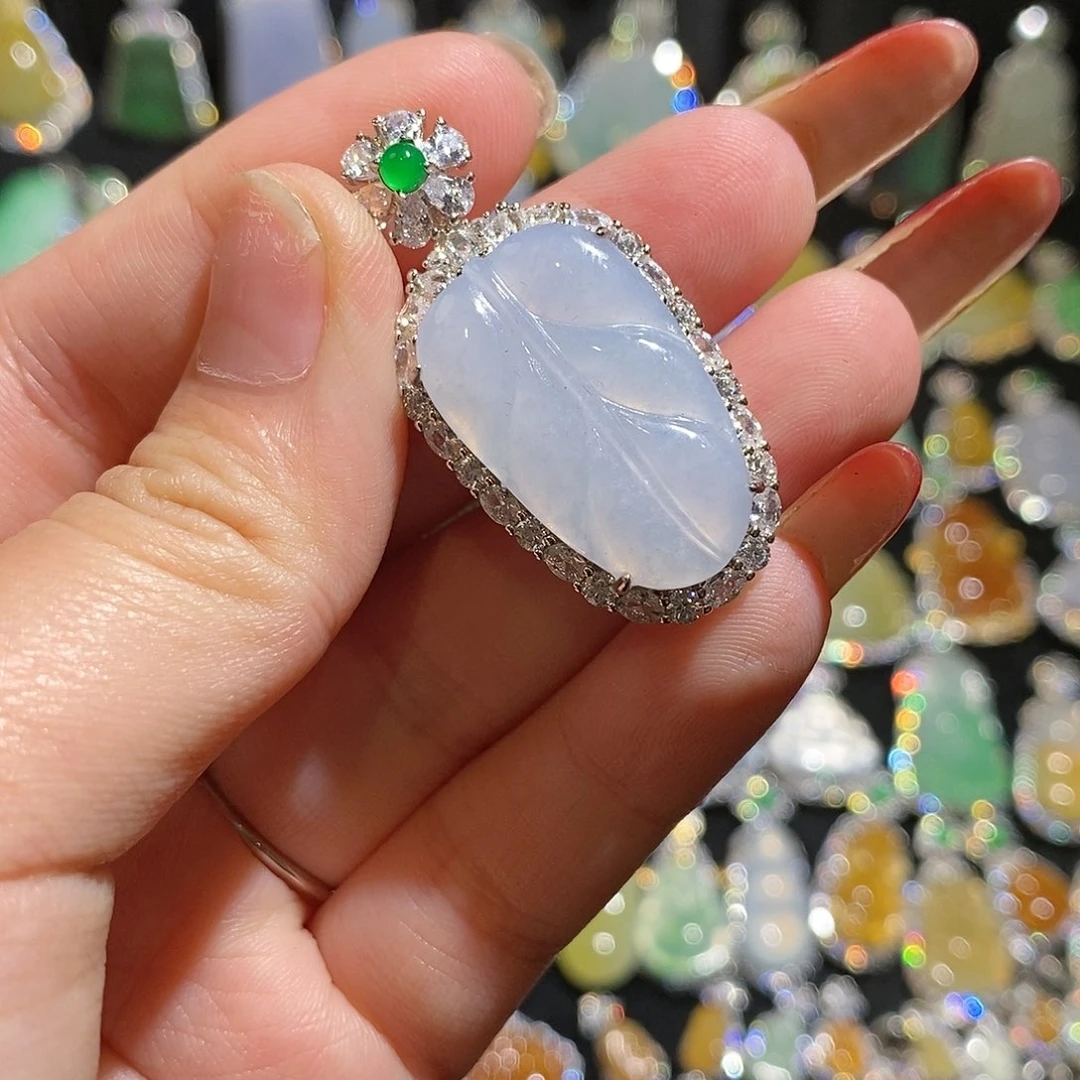 颈饰银S925镶嵌翡翠天然翡翠